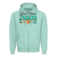 Seafoam y'all need jesus arrow lily flowers Zipper Hoodie - BarkalooDesign