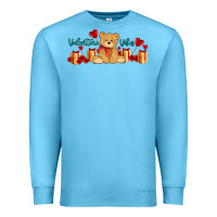 Ocean Blue valentines vibes with gifts and bear Premium Sweatshirt - AdoDesignShop