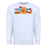 White valentines vibes with gifts and bear Premium Sweatshirt - AdoDesignShop