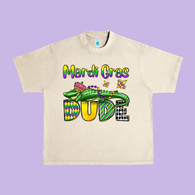 Mardi Gras Dude Alligator Olivia Urban Heavy Tee Designed By Oliviacreatesart