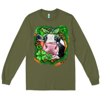 Army Green St. Patrick's day cow Long Sleeve Tee - FaDigitalArtStudio