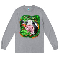 Heather Grey St. Patrick's day cow Long Sleeve Tee - FaDigitalArtStudio