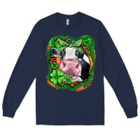 Navy St. Patrick's day cow Long Sleeve Tee - FaDigitalArtStudio