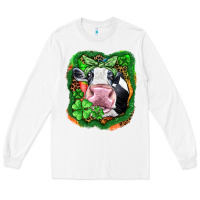 White St. Patrick's day cow Long Sleeve Tee - FaDigitalArtStudio