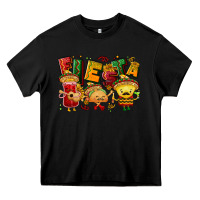 Black Fiesta with taco, nacho, souce Heavy Core Tee - NancyCooperArtShop