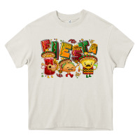 Cream Fiesta with taco, nacho, souce Heavy Core Tee - NancyCooperArtShop