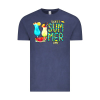 Vintage Denim sweet summer time turquoise yellow Vintage Tee - CowCowDesign