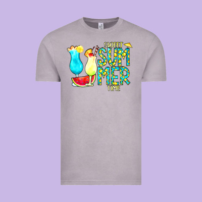 Sweet Summer Time Turquoise Yellow Vintage Tee Designed By Cowcowdesign