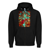 Black he is risen cross with roses background Zipper Hoodie - BarkalooDesign