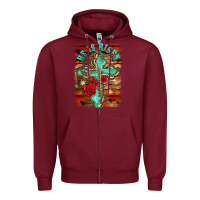 Burgundy he is risen cross with roses background Zipper Hoodie - BarkalooDesign