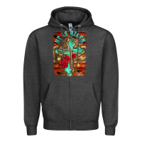 Charcoal Heather he is risen cross with roses background Zipper Hoodie - BarkalooDesign