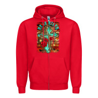 Red he is risen cross with roses background Zipper Hoodie - BarkalooDesign