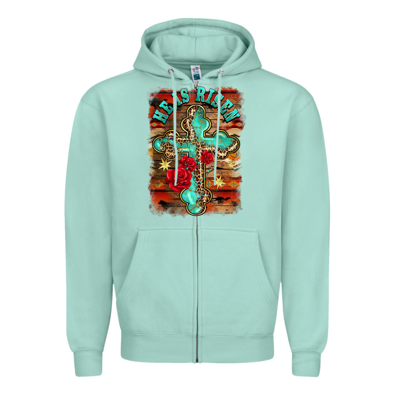 He Is Risen Cross With Roses Background Zipper Hoodie by BarkalooDesign | Teevron