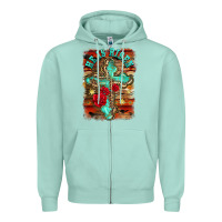 Seafoam he is risen cross with roses background Zipper Hoodie - BarkalooDesign