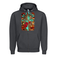 Smoke he is risen cross with roses background Zipper Hoodie - BarkalooDesign