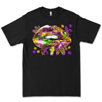 Black Mardi Gras lips Premium Tee - HowdyJamesFarm