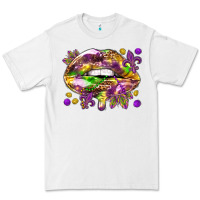 White Mardi Gras lips Premium Tee - HowdyJamesFarm