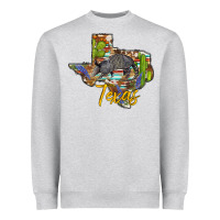 Heather Grey texas map armadillo Heavyweight Sweatshirt - BarkalooDesign