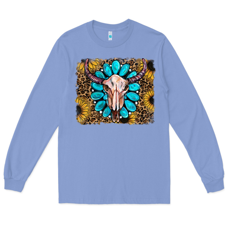 Leopard Sunflowers And Gemstone Skull Long Sleeve Tee by RanaPortraitStore | Teevron