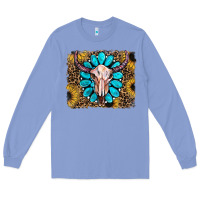 Colony Blue leopard sunflowers and gemstone skull Long Sleeve Tee - RanaPortraitStore