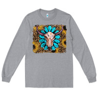 Heather Grey leopard sunflowers and gemstone skull Long Sleeve Tee - RanaPortraitStore