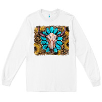 White leopard sunflowers and gemstone skull Long Sleeve Tee - RanaPortraitStore