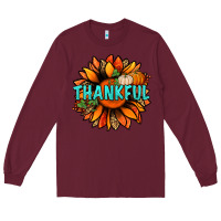 Burgundy thankful with sunflower bbs Long Sleeve Tee - BundleAndBundleShop
