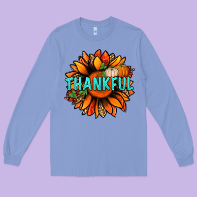 Thankful With Sunflower Bbs Long Sleeve Tee Designed By Bundleandbundleshop