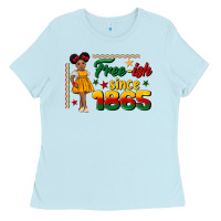 Baby Blue free ish since 1865 black girl peekaboo juneteenth Ladies Tee - CowGirlArtShop
