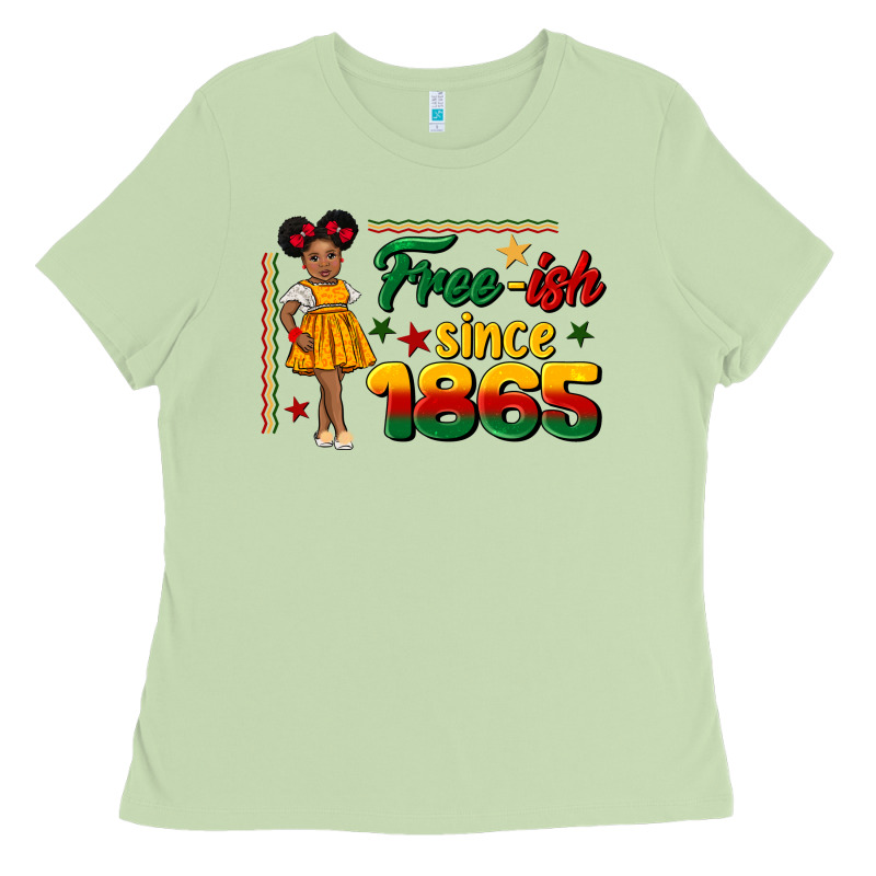 Free Ish Since 1865 Black Girl Peekaboo Juneteenth Ladies Tee by CowGirlArtShop | Teevron
