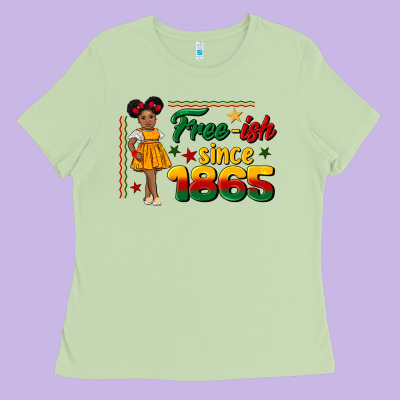 Free Ish Since 1865 Black Girl Peekaboo Juneteenth Ladies Tee Designed By Cowgirlartshop