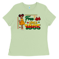 Matcha free ish since 1865 black girl peekaboo juneteenth Ladies Tee - CowGirlArtShop
