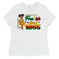 White free ish since 1865 black girl peekaboo juneteenth Ladies Tee - CowGirlArtShop