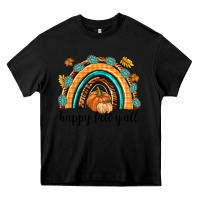 Black Happy Fall Y'all Heavy Core Tee - texasbilliewilder