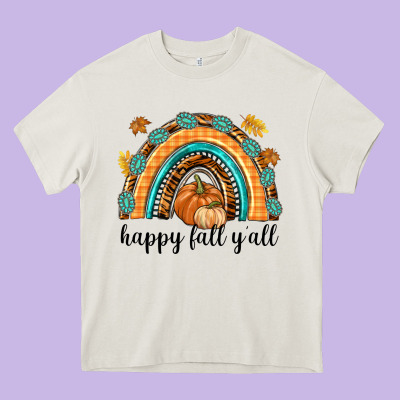 Happy Fall Y'all Heavy Core Tee Designed By Texasbilliewilder