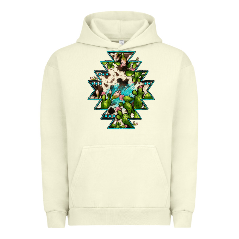 Aztec  Cowhide Cactus Gemstone Urban Hoodie by JahusDesignShop | Teevron