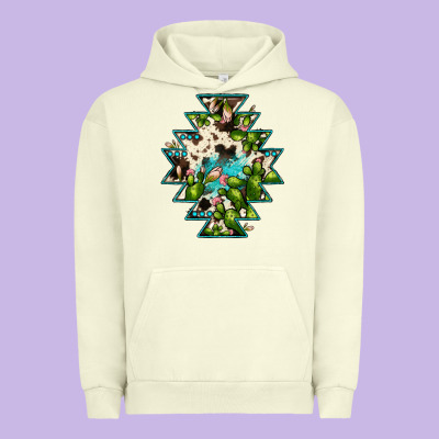 Aztec  Cowhide Cactus Gemstone Urban Hoodie Designed By Jahusdesignshop