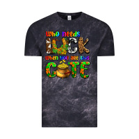 Cloud Black Who needs luck when you are this cute Vintage Tee - OliviaCreatesArt