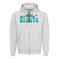 Dove Grey western turquoise's gemstones cross believe Zipper Hoodie - BarkalooDesign