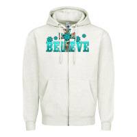 Oatmeal Heather western turquoise's gemstones cross believe Zipper Hoodie - BarkalooDesign