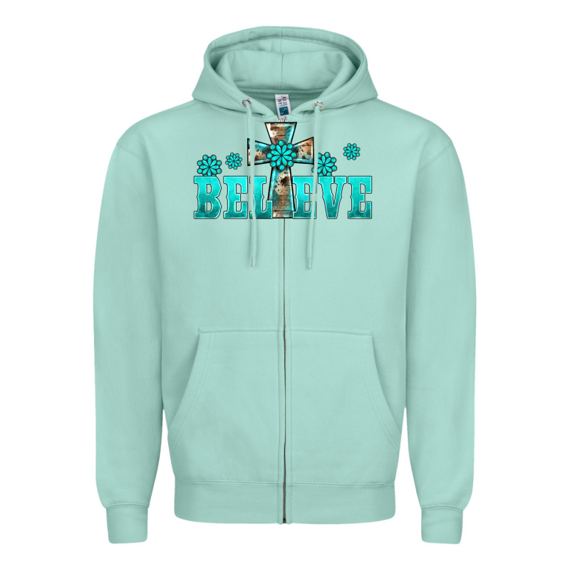 Western Turquoise's Gemstones Cross Believe Zipper Hoodie by BarkalooDesign | Teevron