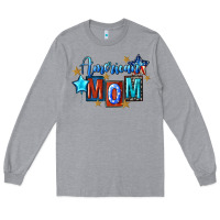 Heather Grey American mom Mother's Day Long Sleeve Tee - FaDigitalArtStudio