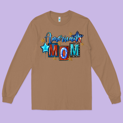 American Mom Mother's Day Long Sleeve Tee Designed By Fadigitalartstudio