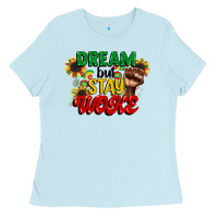 Baby Blue dream but stay woke juneteenth Ladies Tee - CowGirlArtShop