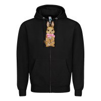 Black easter rabbit pink flowers Zipper Hoodie - BarkalooDesign