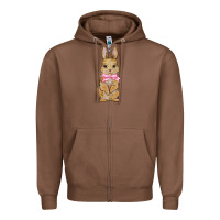 Chestnut easter rabbit pink flowers Zipper Hoodie - BarkalooDesign