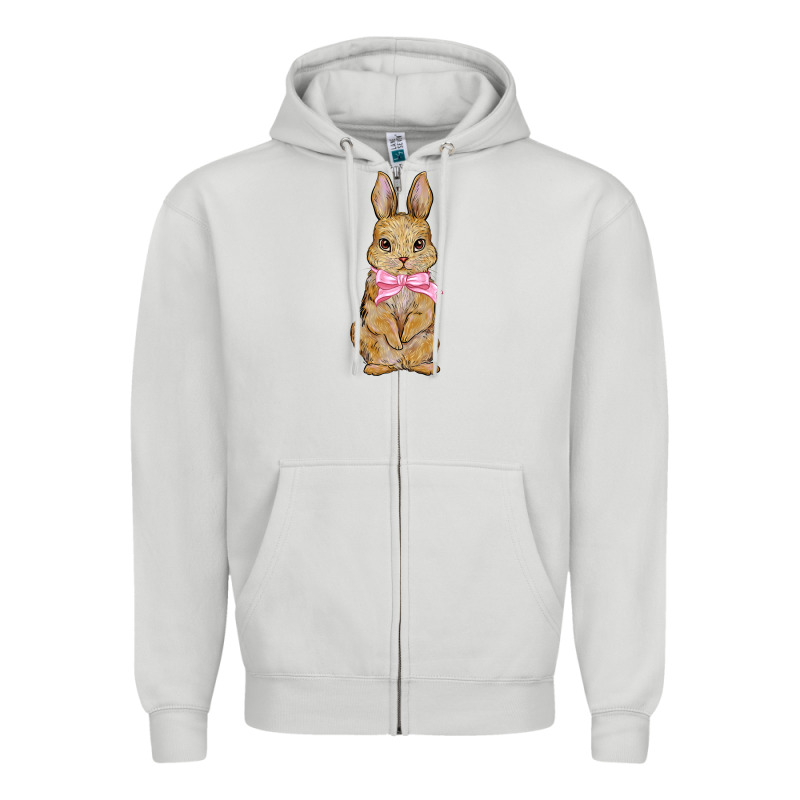 Easter Rabbit Pink Flowers Zipper Hoodie by BarkalooDesign | Teevron