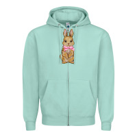 Seafoam easter rabbit pink flowers Zipper Hoodie - BarkalooDesign