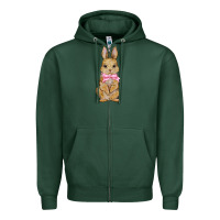 Sports Green easter rabbit pink flowers Zipper Hoodie - BarkalooDesign