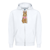 White easter rabbit pink flowers Zipper Hoodie - BarkalooDesign